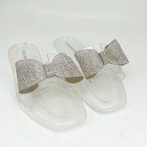 STEVE MADDEN | Waller Rhinestone Bow Clear Slide Sandal Size 7